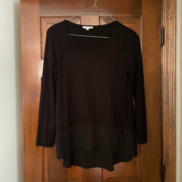 Size Medium Chaus New York black top with high/low hem - Picture 1 of 9